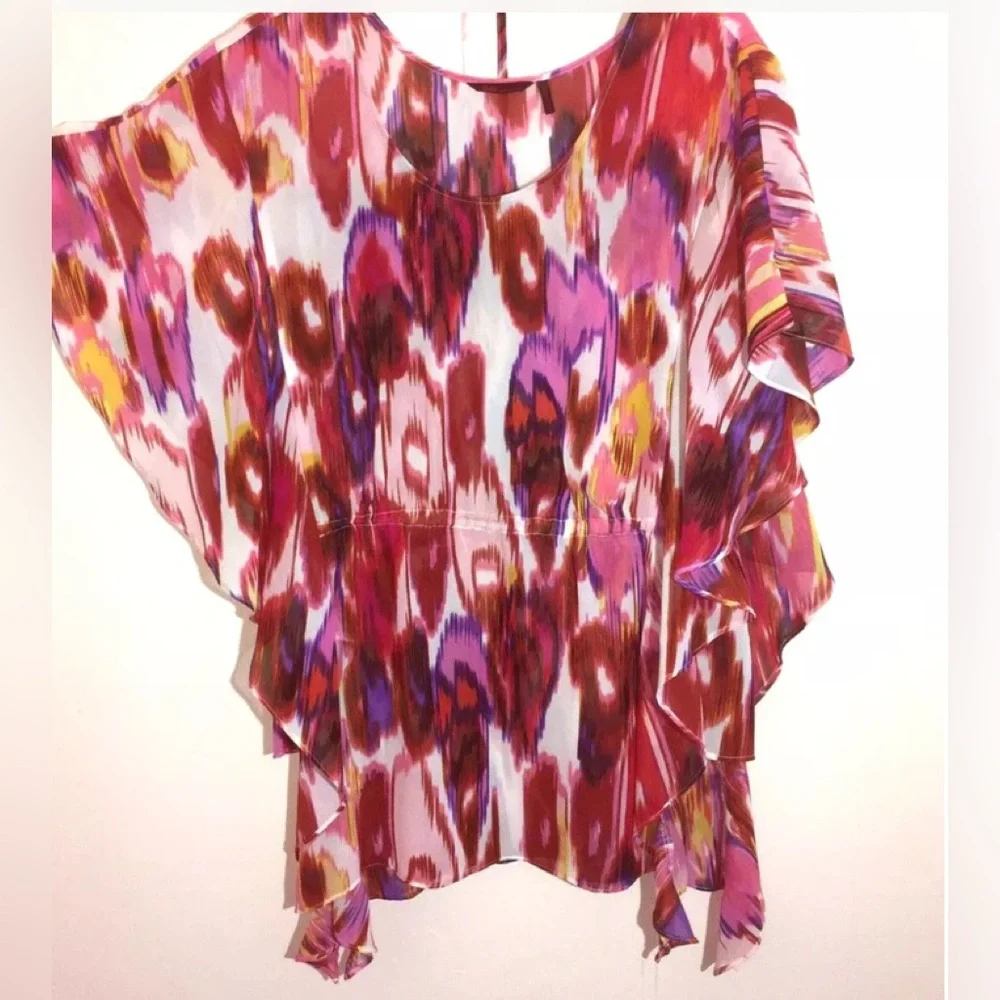 SOFIA VERGARA Whimsical Blouse XL Batwing Sleeve Dolman Comfort Chiffon Fairy - Picture 3 of 7